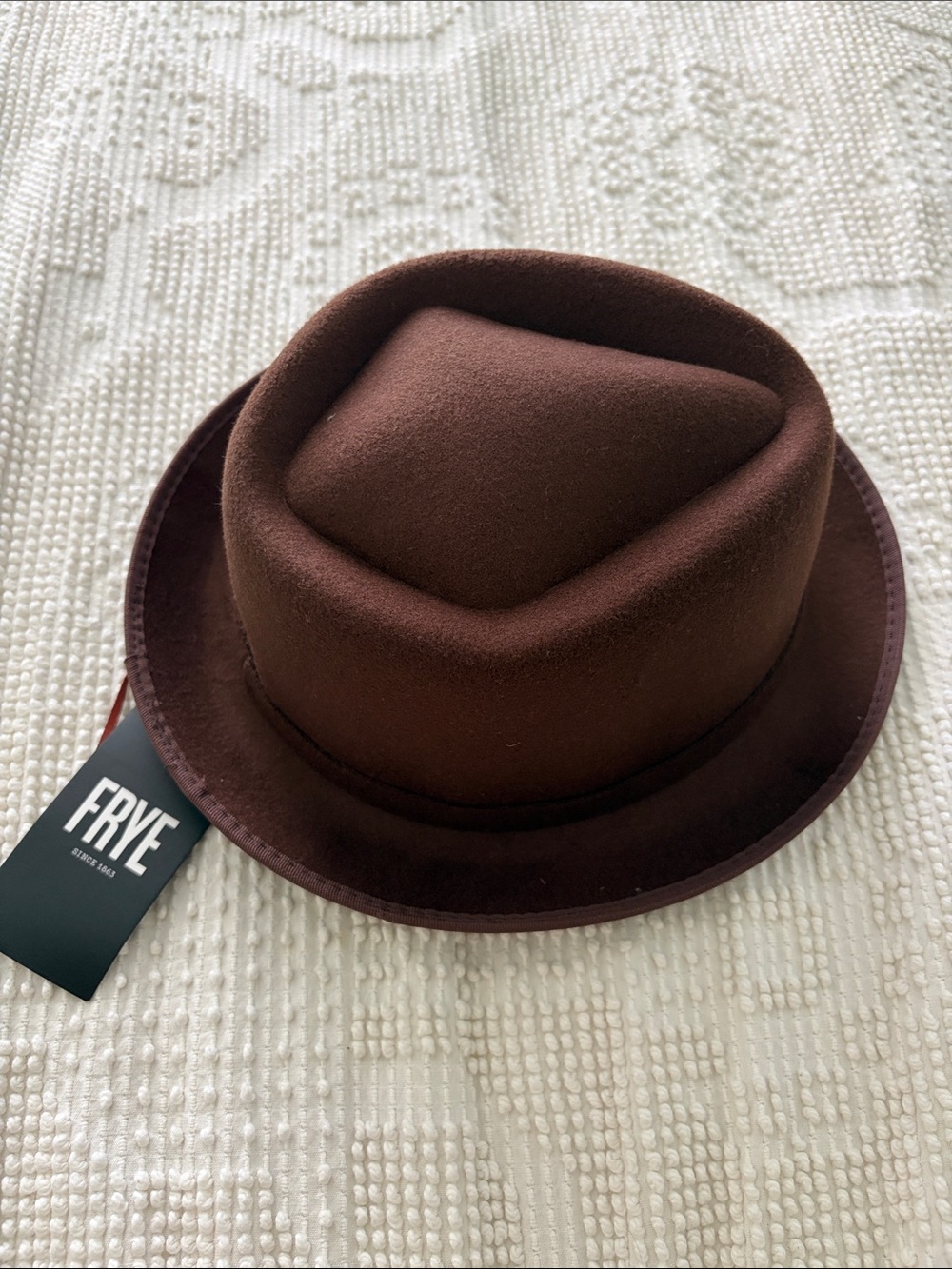 NWT Frye Men’s Felt Cappuccino Brown Fedora Hat, OSFM